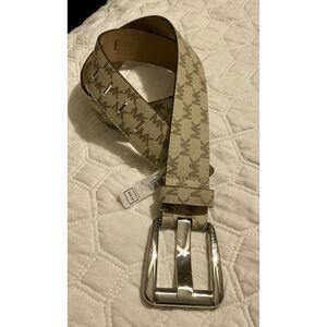 Michael Kors Brown Monogram Pattern Metal Buckle Belt Size small